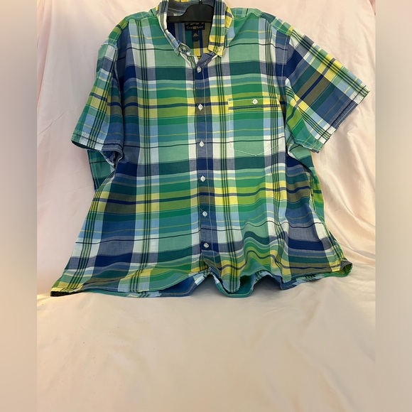 Clubroom men’s plaid shirt, X- large, green blue and white 100% cotton - Picture 4 of 9